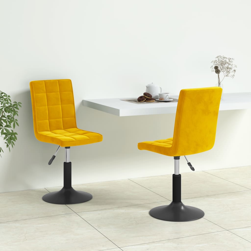 Chaises pivotantes à manger lot de 2 jaune moutarde velours - XIOS