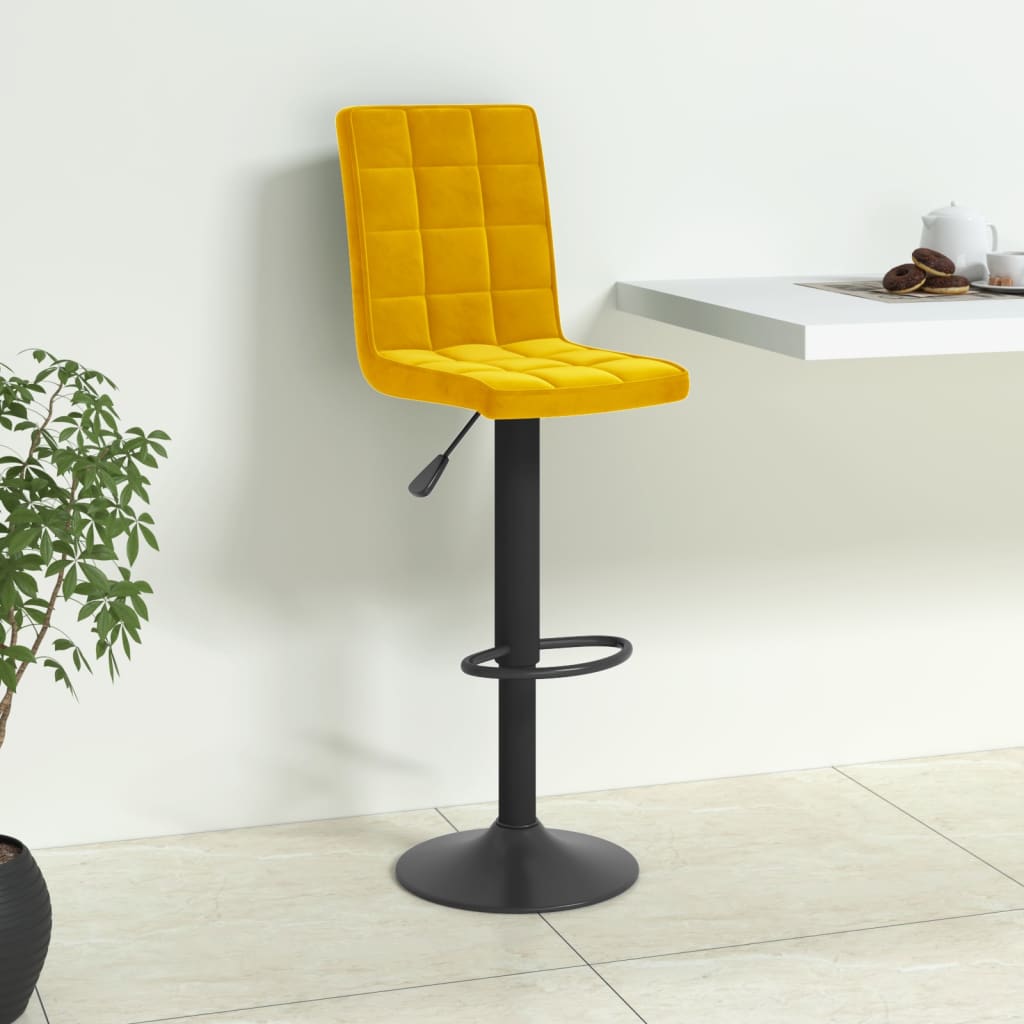 Tabouret de bar Jaune moutarde Velours - XIOS