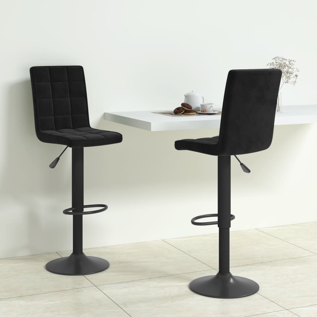 Tabourets de bar lot de 2 noir velours - XIOS