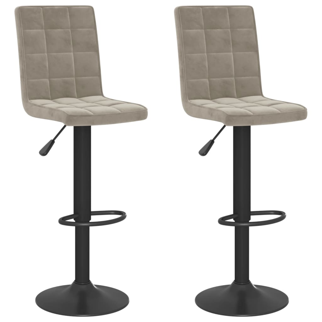 Tabourets de bar lot de 2 gris clair velours - XIOS