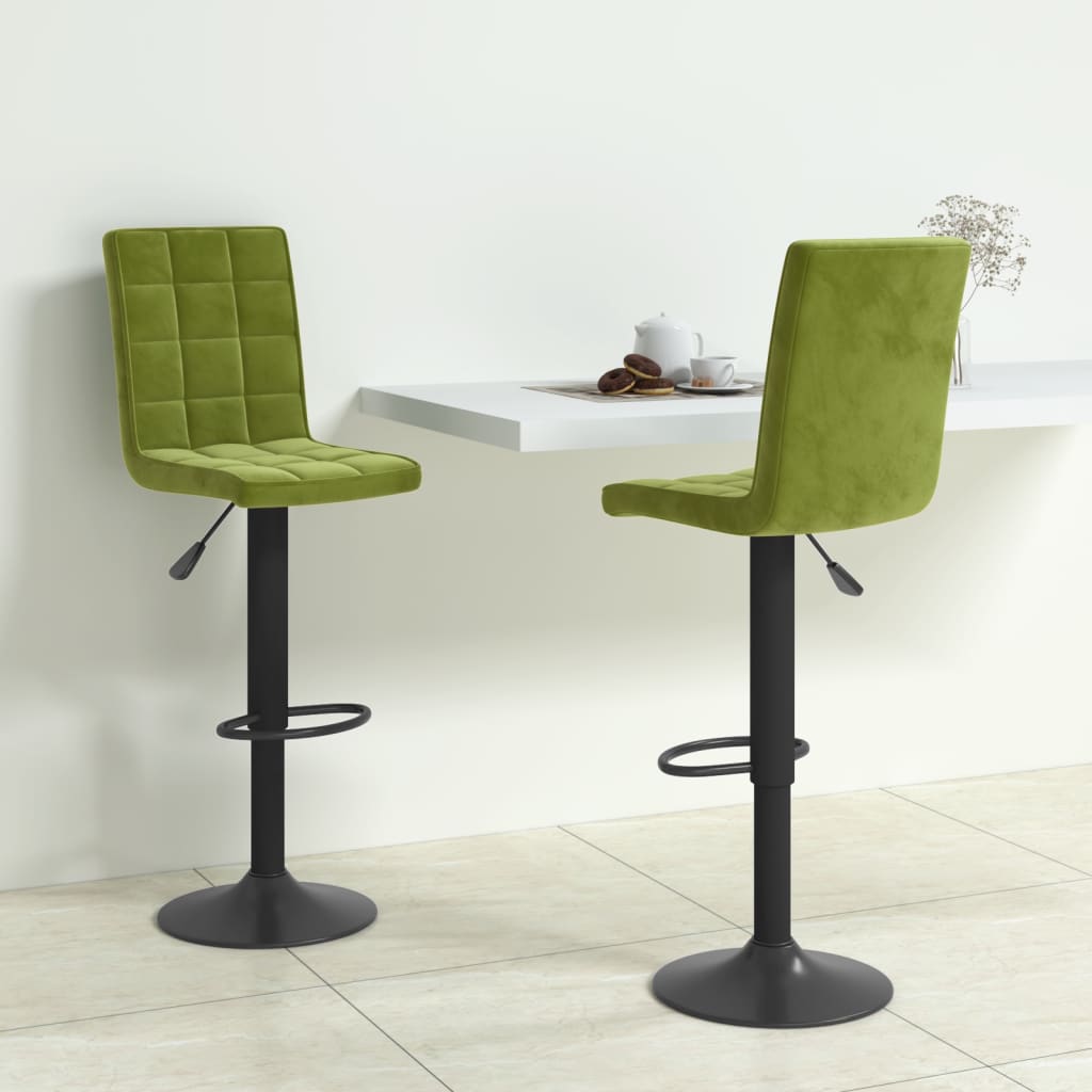 Tabourets de bar lot de 2 vert clair velours Tabourets de bar vidaXL