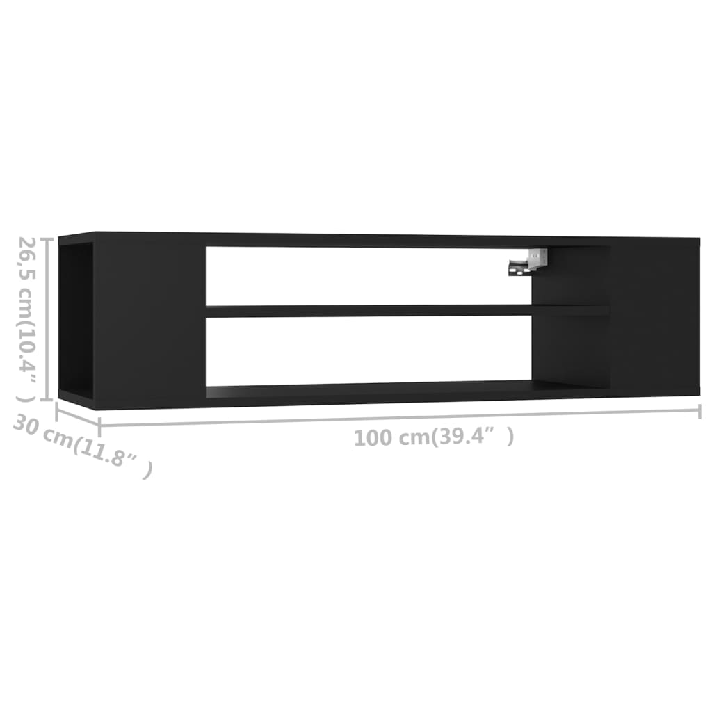 Meuble TV suspendu Noir 100x30x26,5 cm Bois d’ingénierie - XIOS