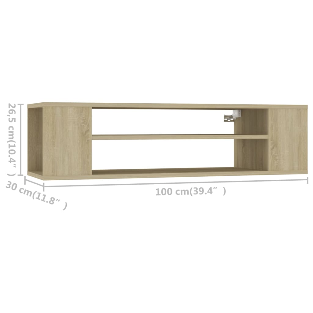 Meuble TV suspendu Chêne sonoma 100x30x26,5 cm Bois ingénierie - XIOS