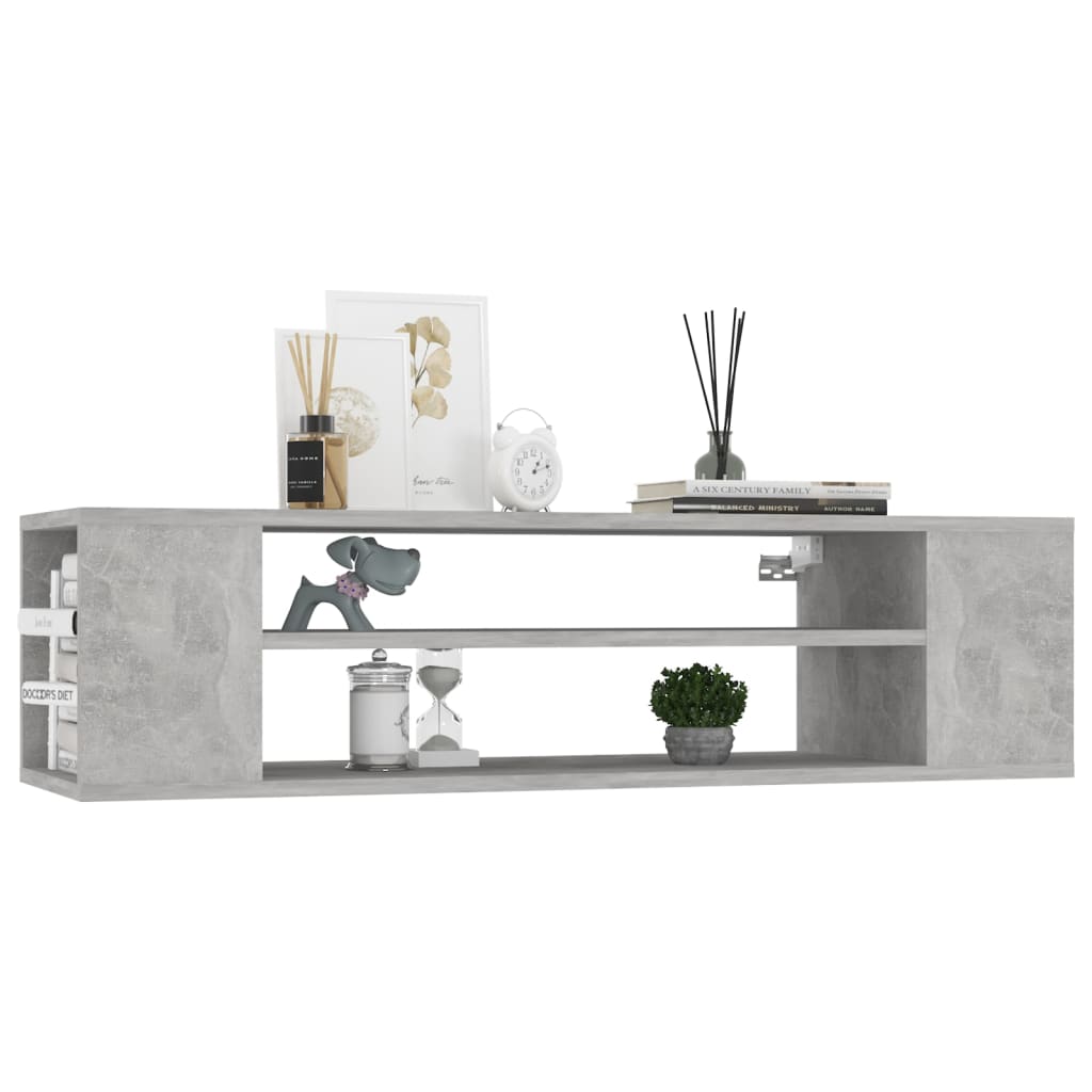 Meuble TV suspendu Gris béton 100x30x26,5 cm Bois d’ingénierie - XIOS