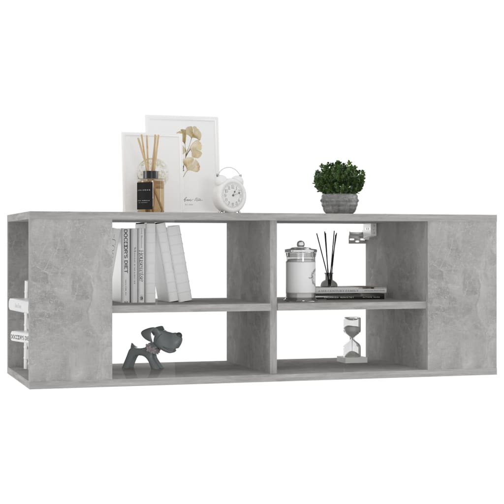 Meuble TV mural Gris béton 102x35x35 cm Bois d’ingénierie - XIOS