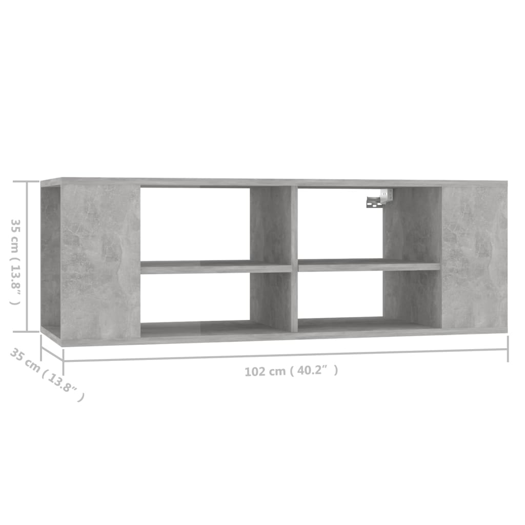 Meuble TV mural Gris béton 102x35x35 cm Bois d’ingénierie - XIOS