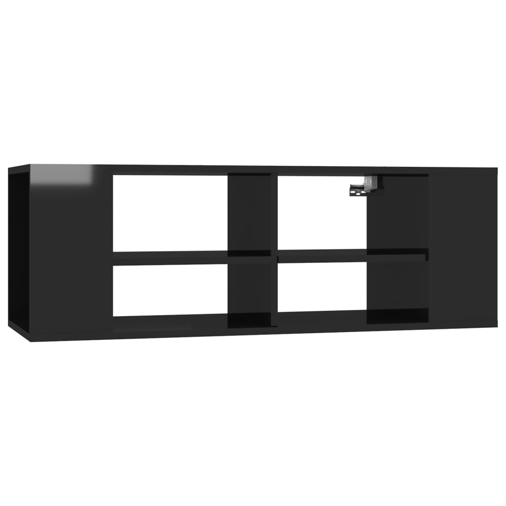 Meuble TV mural Noir brillant 102x35x35 cm Bois d’ingénierie - XIOS