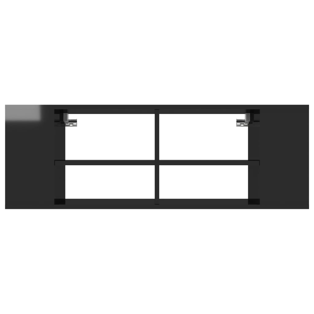 Meuble TV mural Noir brillant 102x35x35 cm Bois d’ingénierie - XIOS