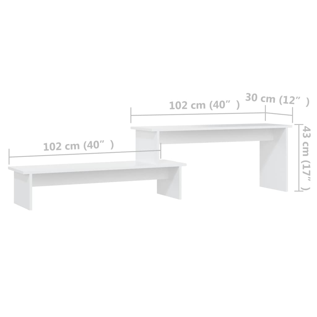 Meuble TV Blanc 180x30x43 cm Aggloméré - XIOS