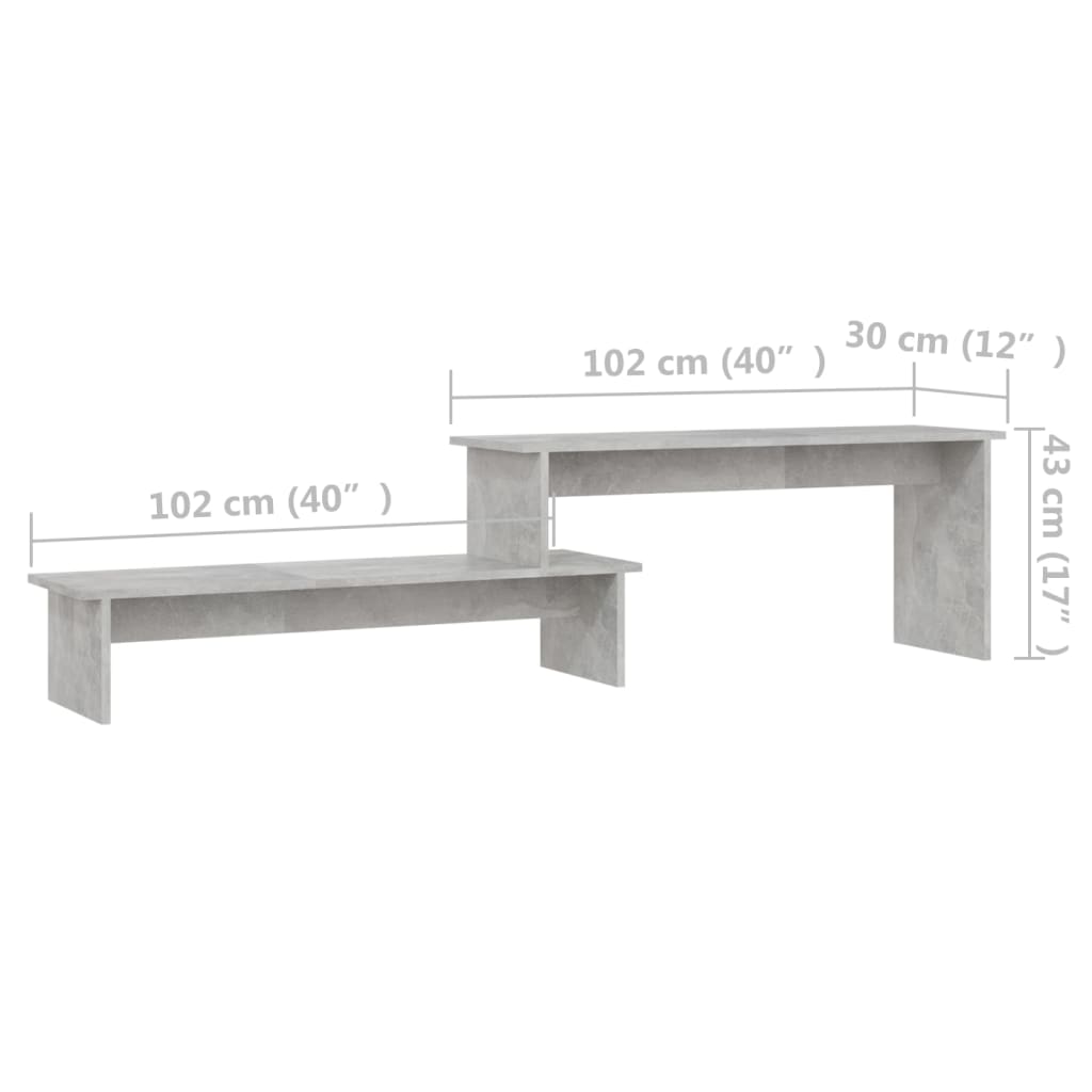 Meuble TV Gris béton 180x30x43 cm Bois d'ingénierie - XIOS