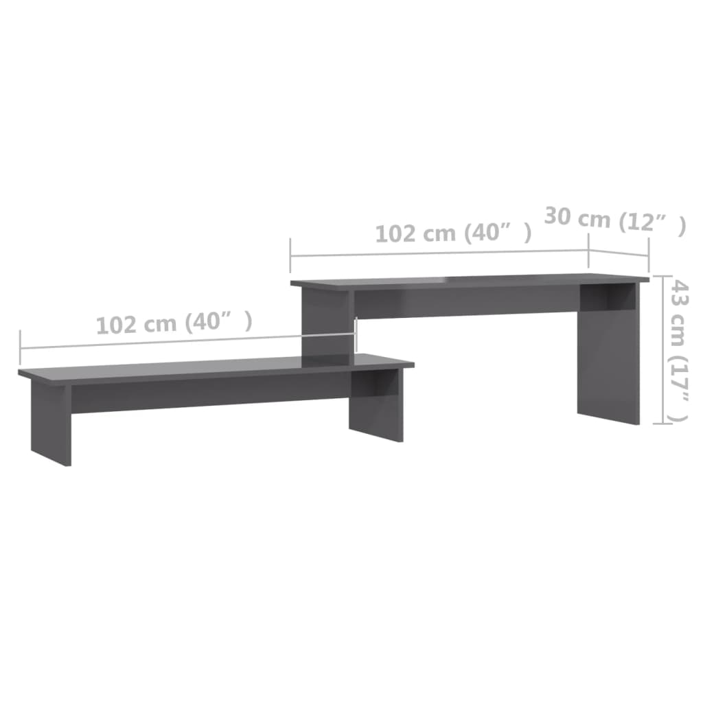 Meuble TV Gris brillant 180x30x43 cm Aggloméré - XIOS