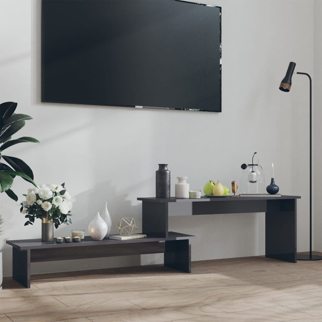 Meuble TV Gris brillant 180x30x43 cm Aggloméré - XIOS
