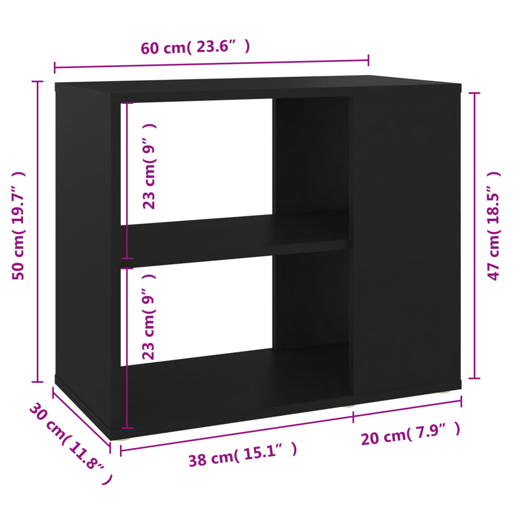 Armoire latérale Noir 60x30x50 cm Bois d’ingénierie - XIOS