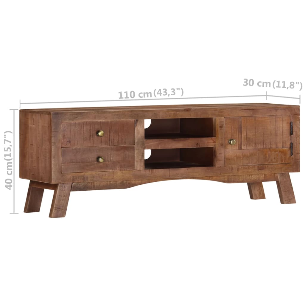 Meuble TV 110x30x40 cm Bois de manguier brut - XIOS