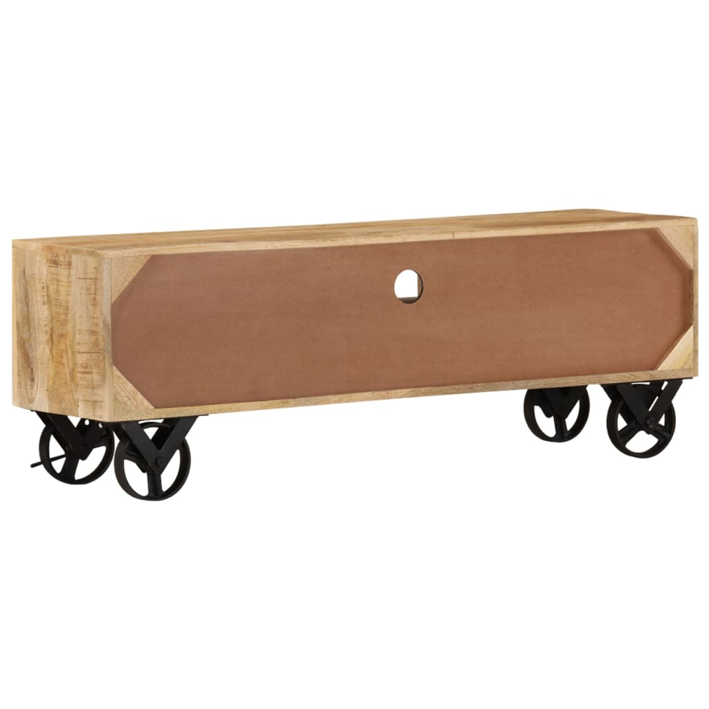Meuble TV avec roues 110x30x37 cm Bois de manguier brut - XIOS