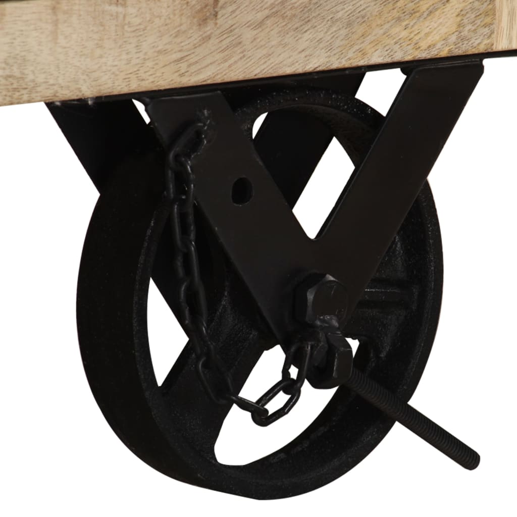 Meuble TV avec roues 110x30x37 cm Bois de manguier brut - XIOS
