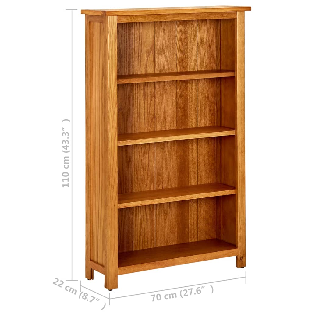 Bibliothèque à 4 niveaux 70x22x110 cm Bois de chêne massif - XIOS