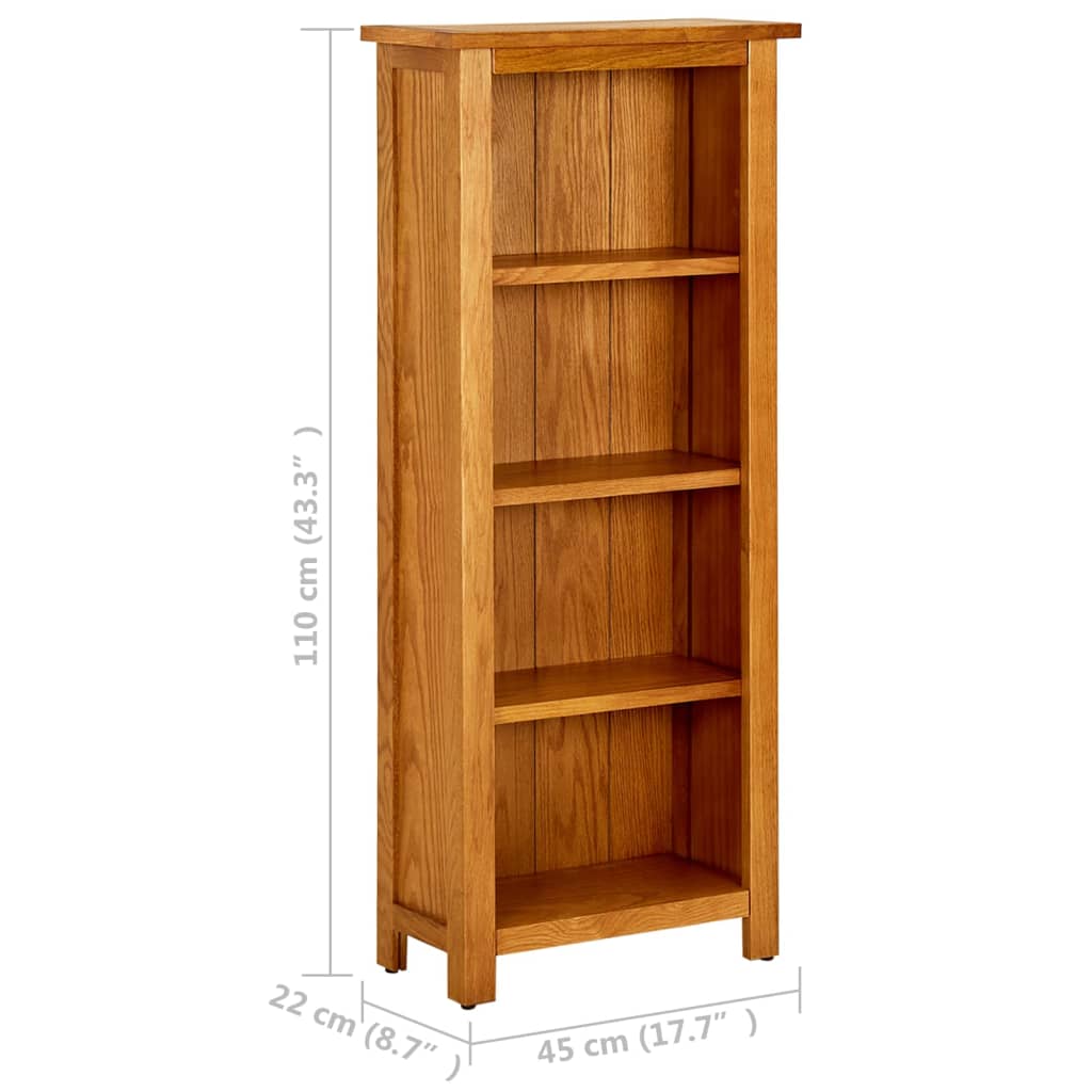 Bibliothèque à 4 niveaux 45x22x110 cm Bois de chêne massif - XIOS