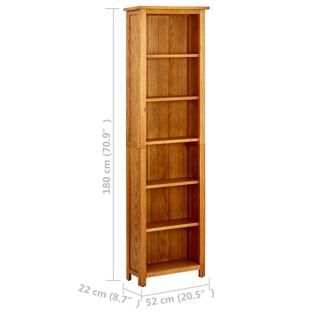 Bibliothèque à 6 niveaux 52x22x180 cm Bois de chêne massif - XIOS