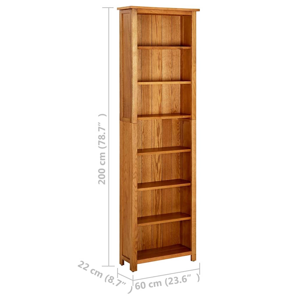 Bibliothèque à 7 niveaux 60x22x200 cm Bois de chêne massif - XIOS