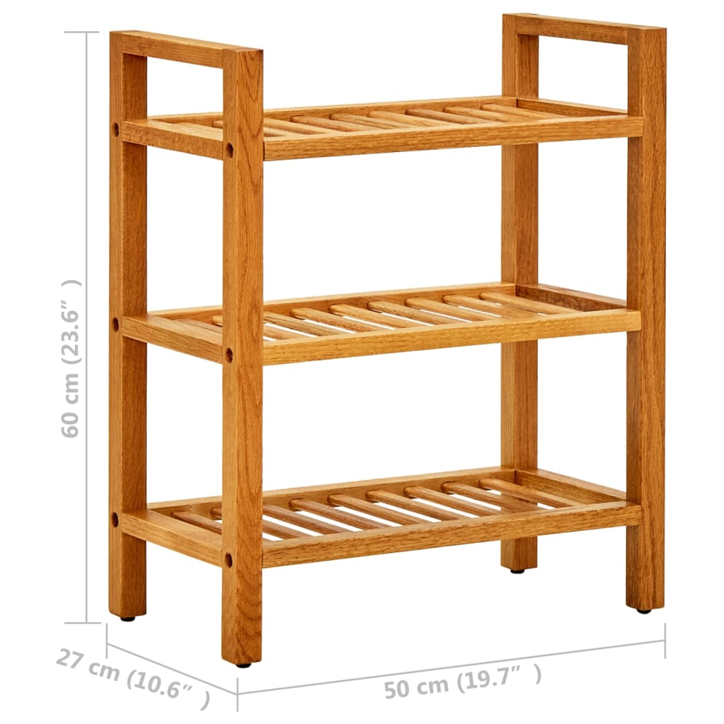 Étagère à chaussures à 3 niveaux 50x27x60 cm Chêne massif - XIOS