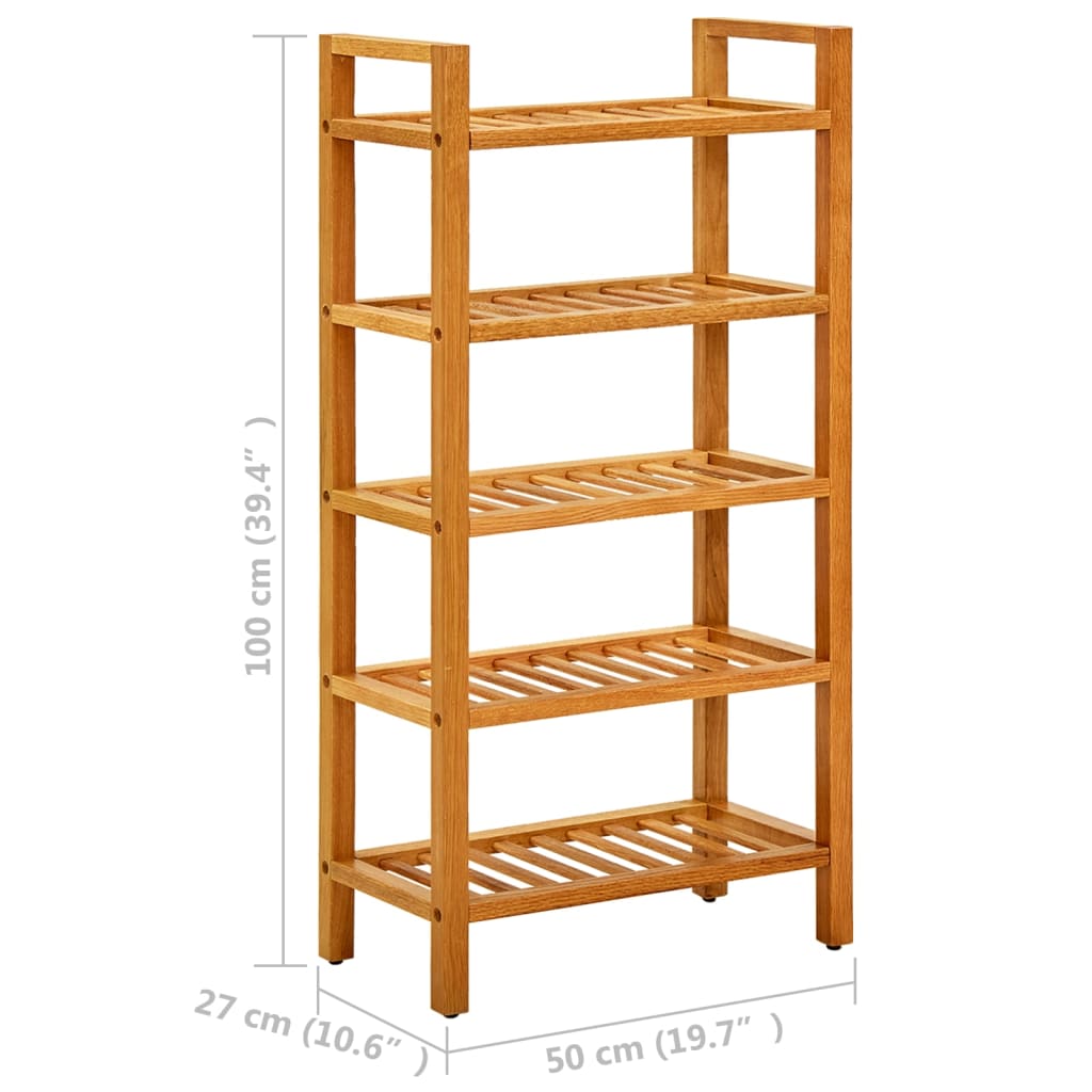 Étagère à chaussures à 5 niveaux 50x27x100 cm Chêne massif - XIOS
