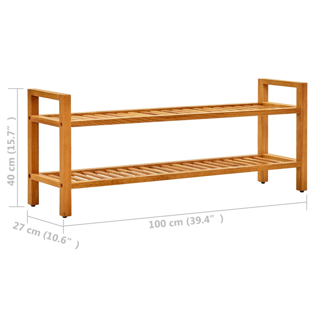 Étagère à chaussures à 2 niveaux 100x27x40 cm Chêne massif - XIOS