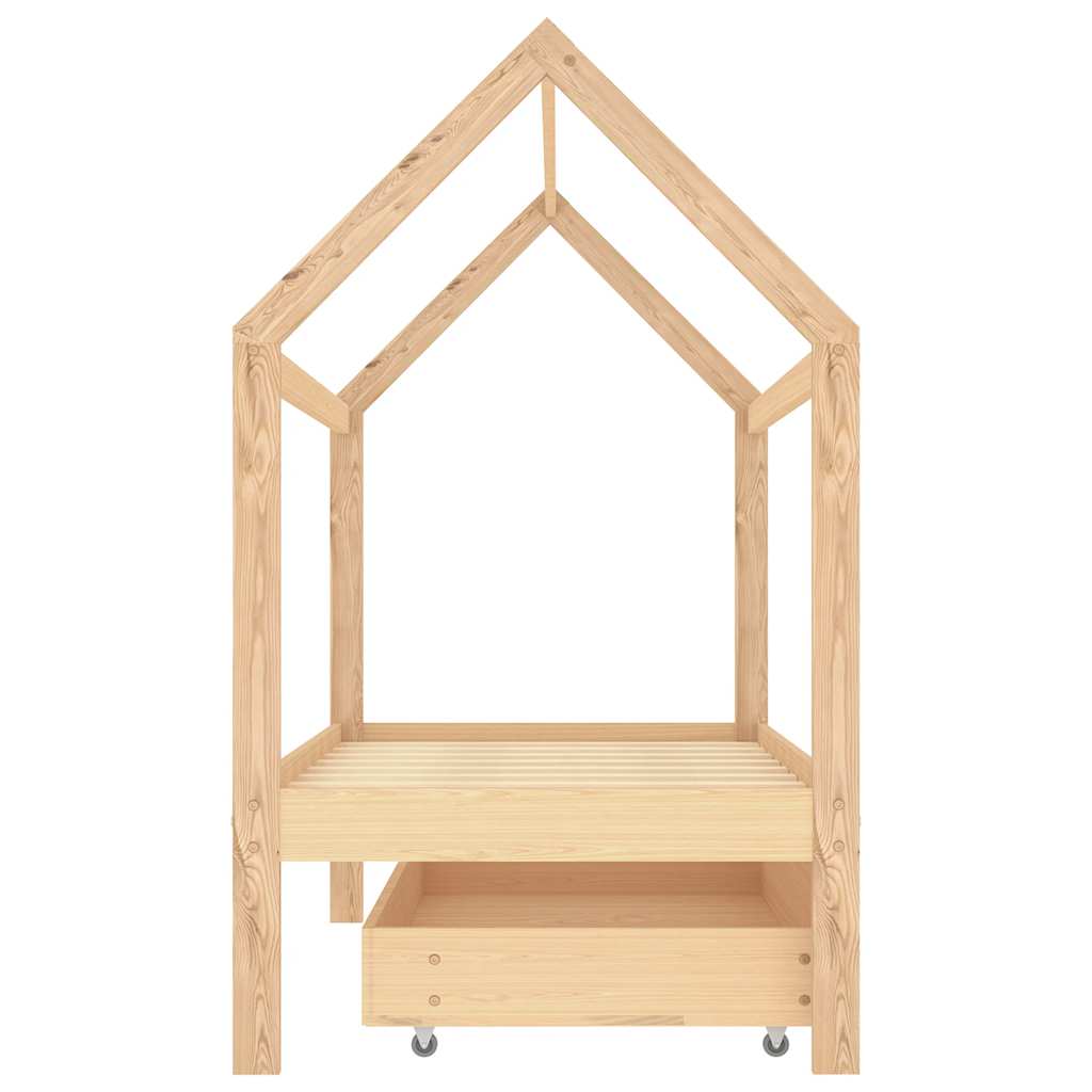 Cadre de lit pour enfant et un tiroir bois pin massif 80x160 cm - XIOS