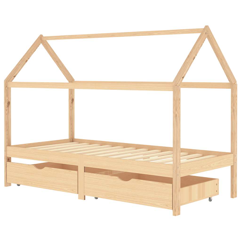 Cadre de lit d'enfant avec tiroirs Bois de pin massif 90x200 cm XIOS