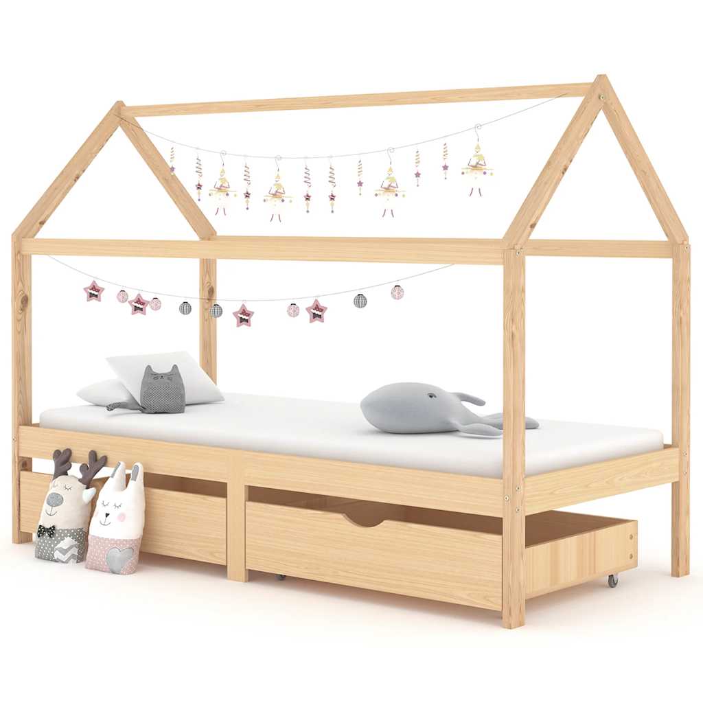 Cadre de lit d'enfant avec tiroirs Bois de pin massif 90x200 cm XIOS