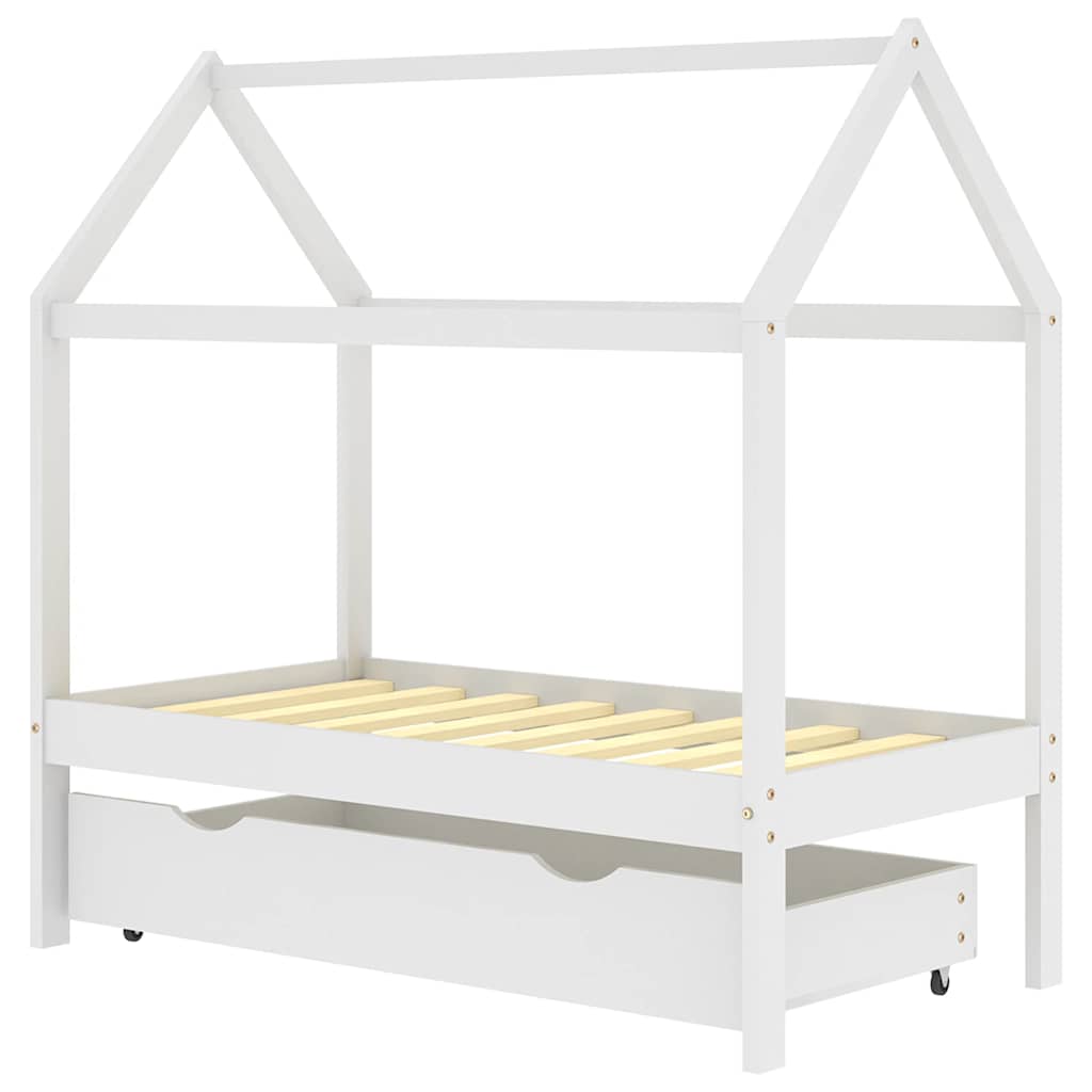 Cadre de lit d'enfant avec un tiroir Blanc Pin massif 70x140 cm XIOS