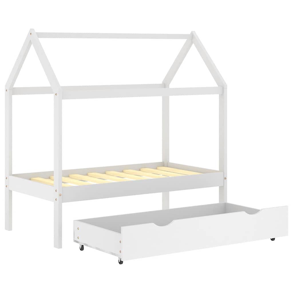 Cadre de lit d'enfant avec un tiroir Blanc Pin massif 70x140 cm - XIOS