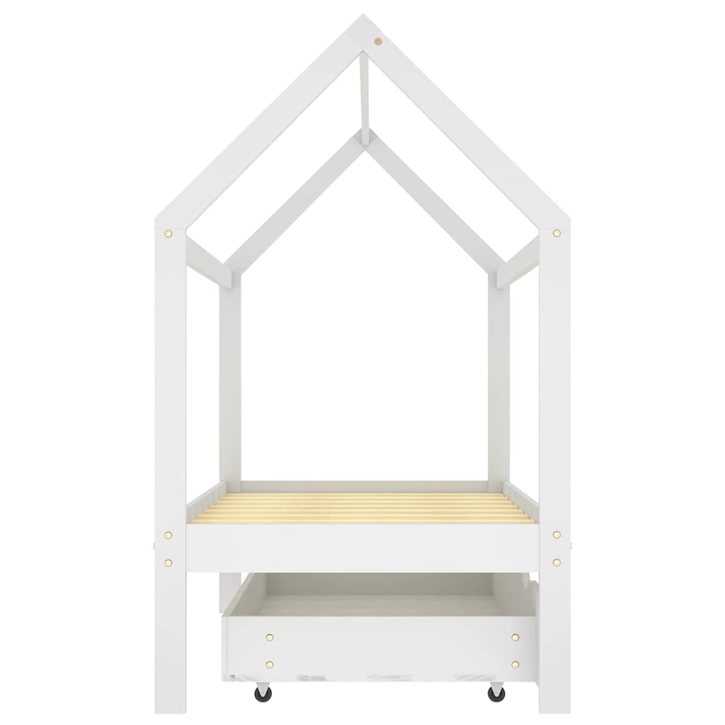 Cadre de lit enfant avec tiroir blanc bois pin massif 80x160 cm - XIOS