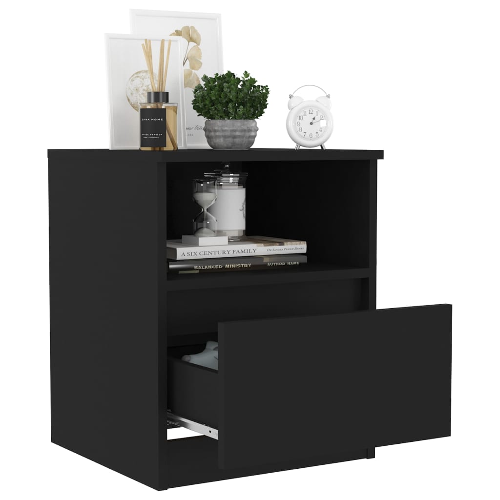 Table de chevet noir 40x40x50 cm bois d'ingénierie - XIOS