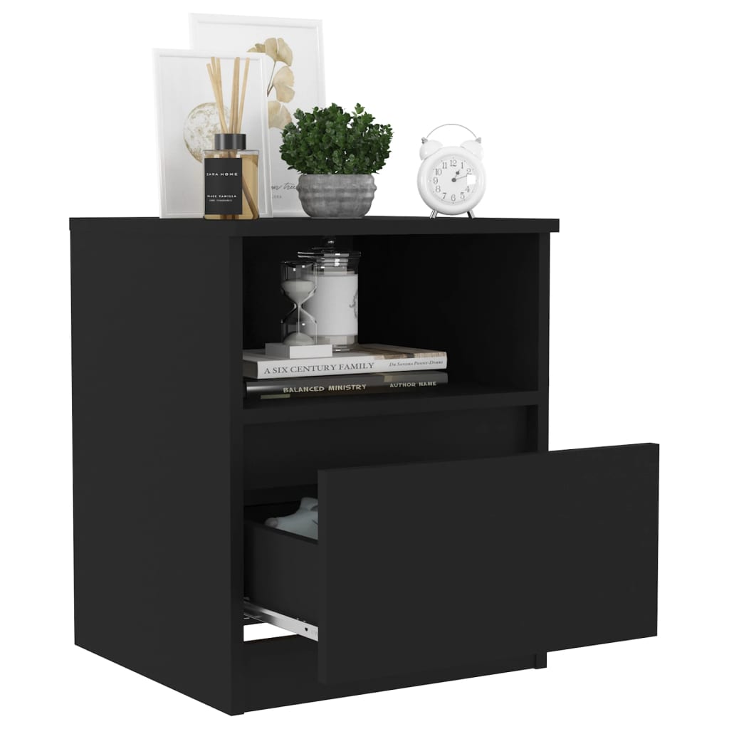 Tables de chevet 2 pcs noir 40x40x50 cm bois d'ingénierie - XIOS