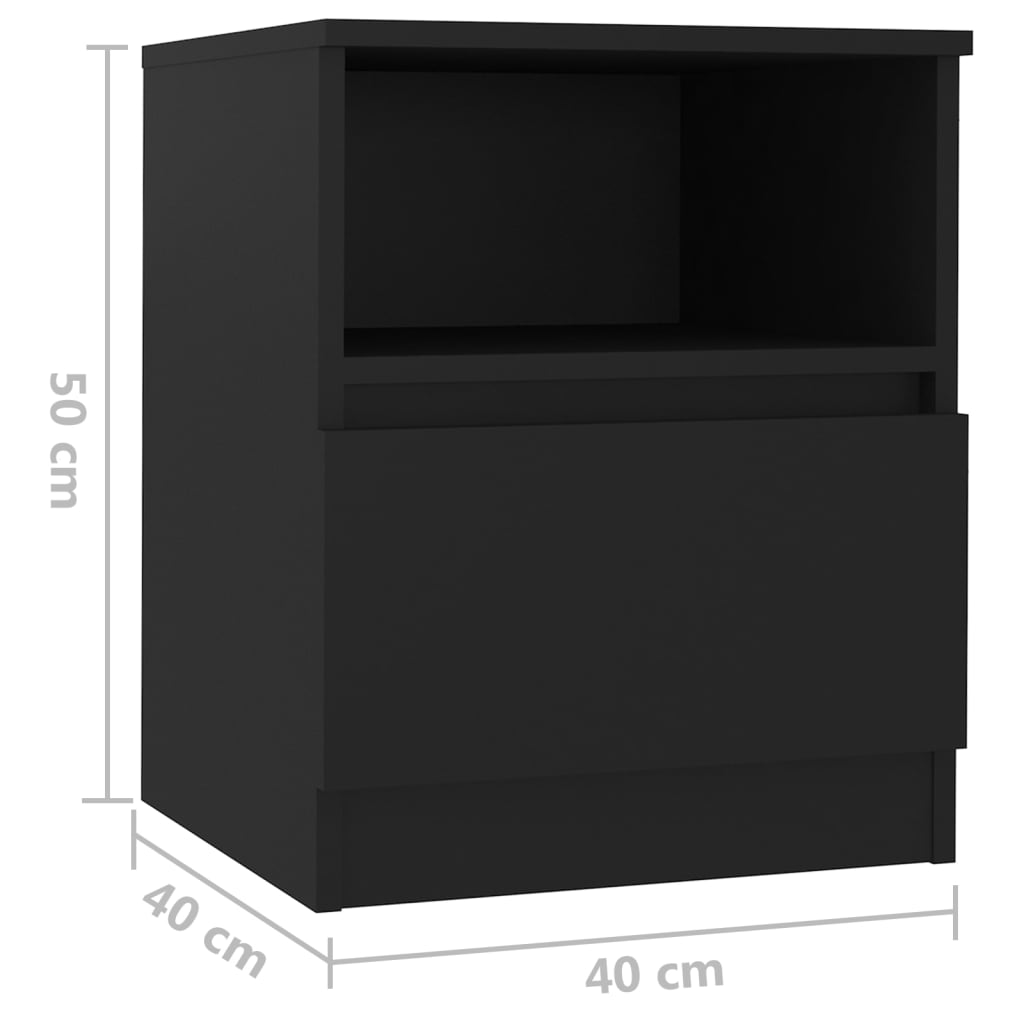 Tables de chevet 2 pcs noir 40x40x50 cm bois d'ingénierie - XIOS