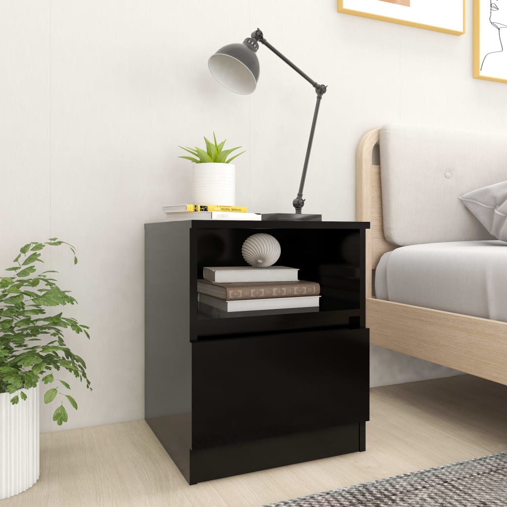 Tables de chevet 2 pcs noir 40x40x50 cm bois d'ingénierie - XIOS