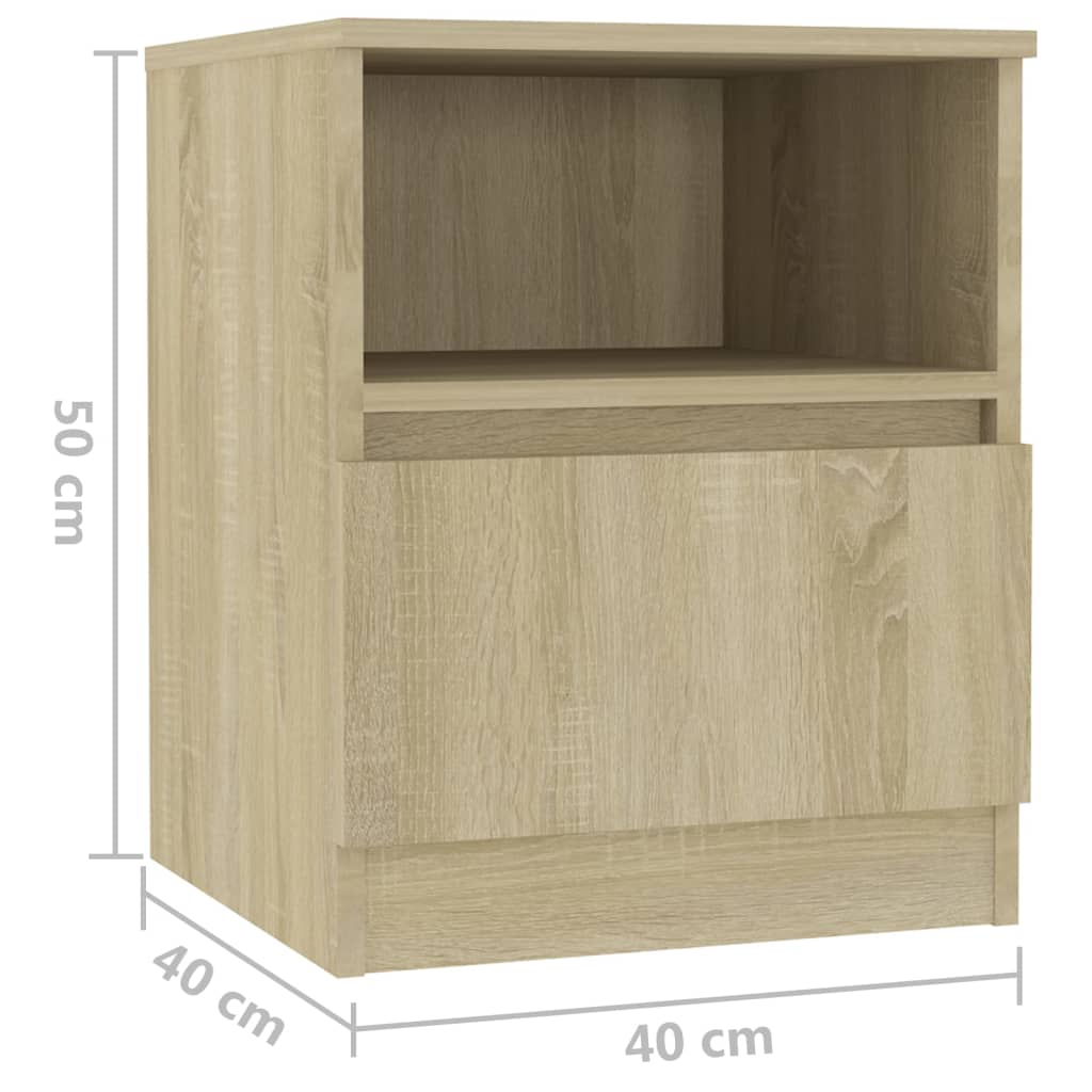 Tables de chevet 2pcs chêne sonoma 40x40x50cm bois d'ingénierie - XIOS