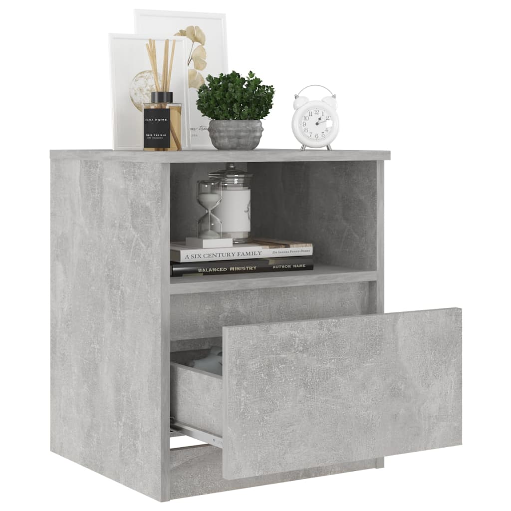 Table de chevet gris béton 40x40x50 cm bois d'ingénierie - XIOS