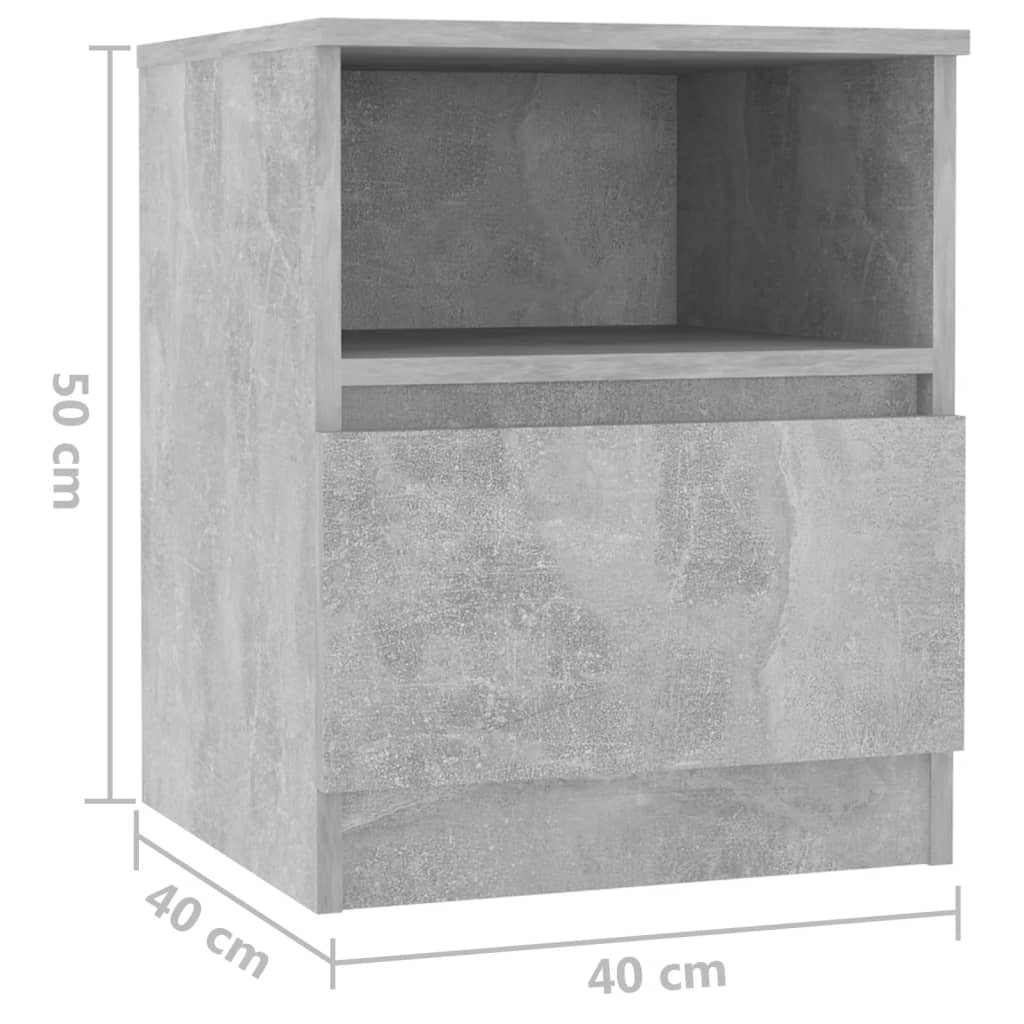 Table de chevet gris béton 40x40x50 cm bois d'ingénierie - XIOS