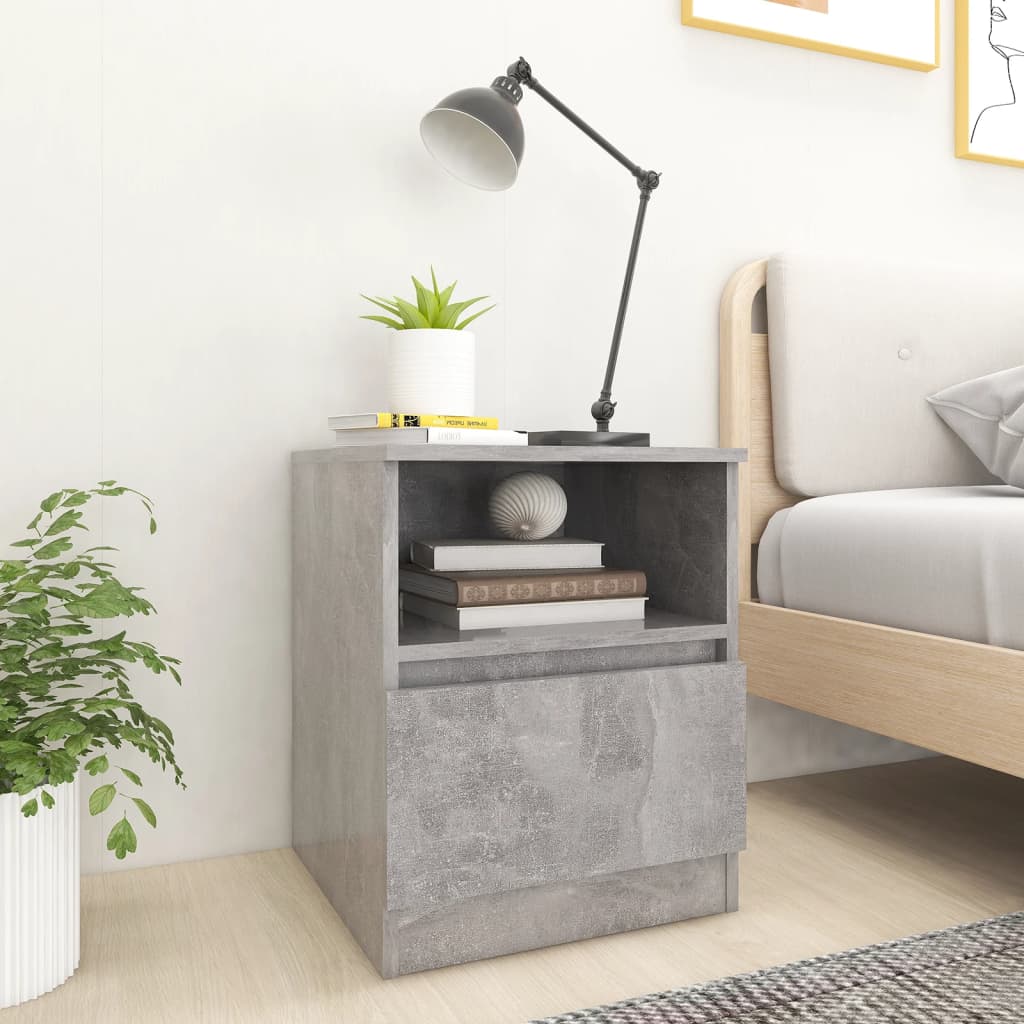 Table de chevet gris béton 40x40x50 cm bois d'ingénierie - XIOS