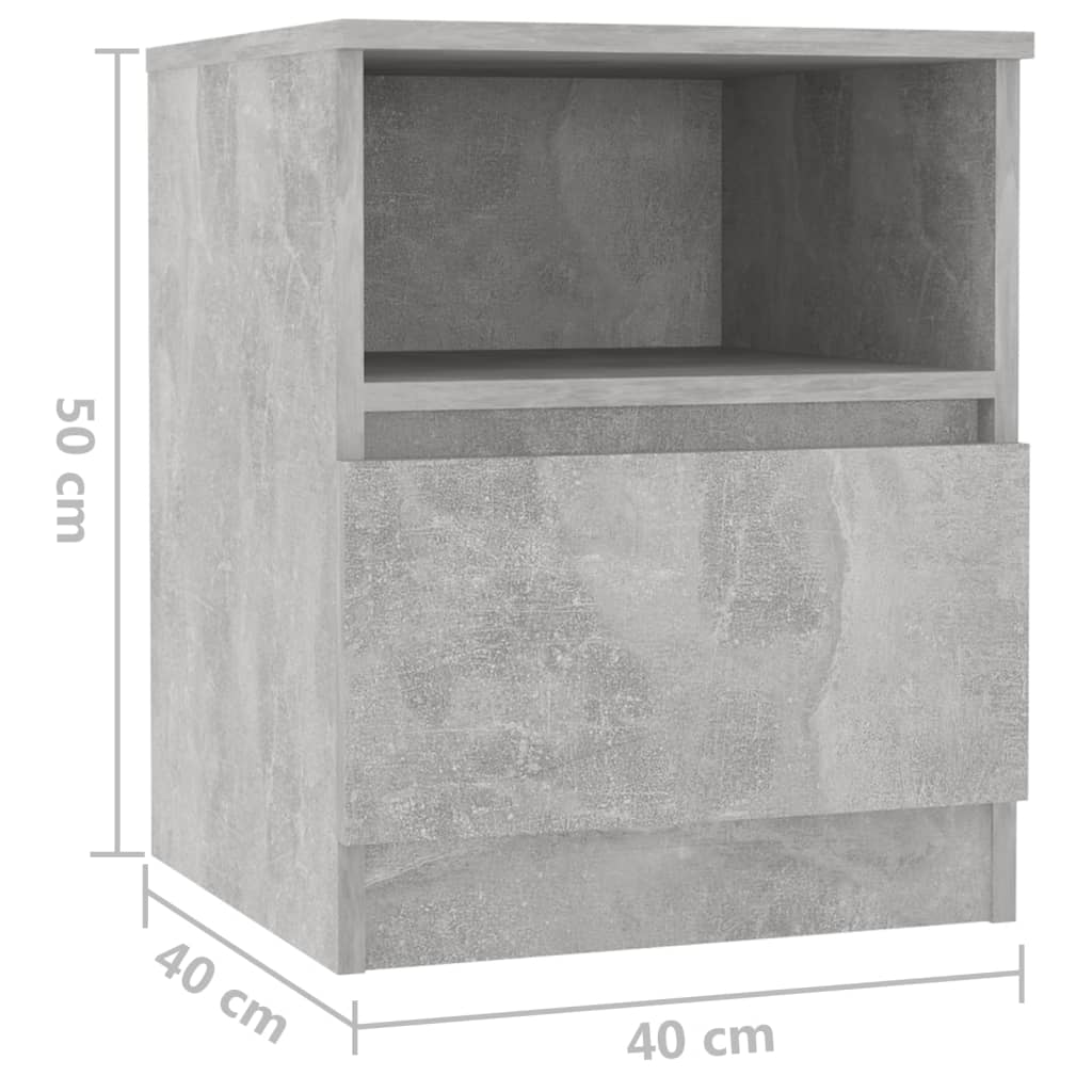 Tables de chevet 2 pcs gris béton 40x40x50 cm bois d'ingénierie - XIOS