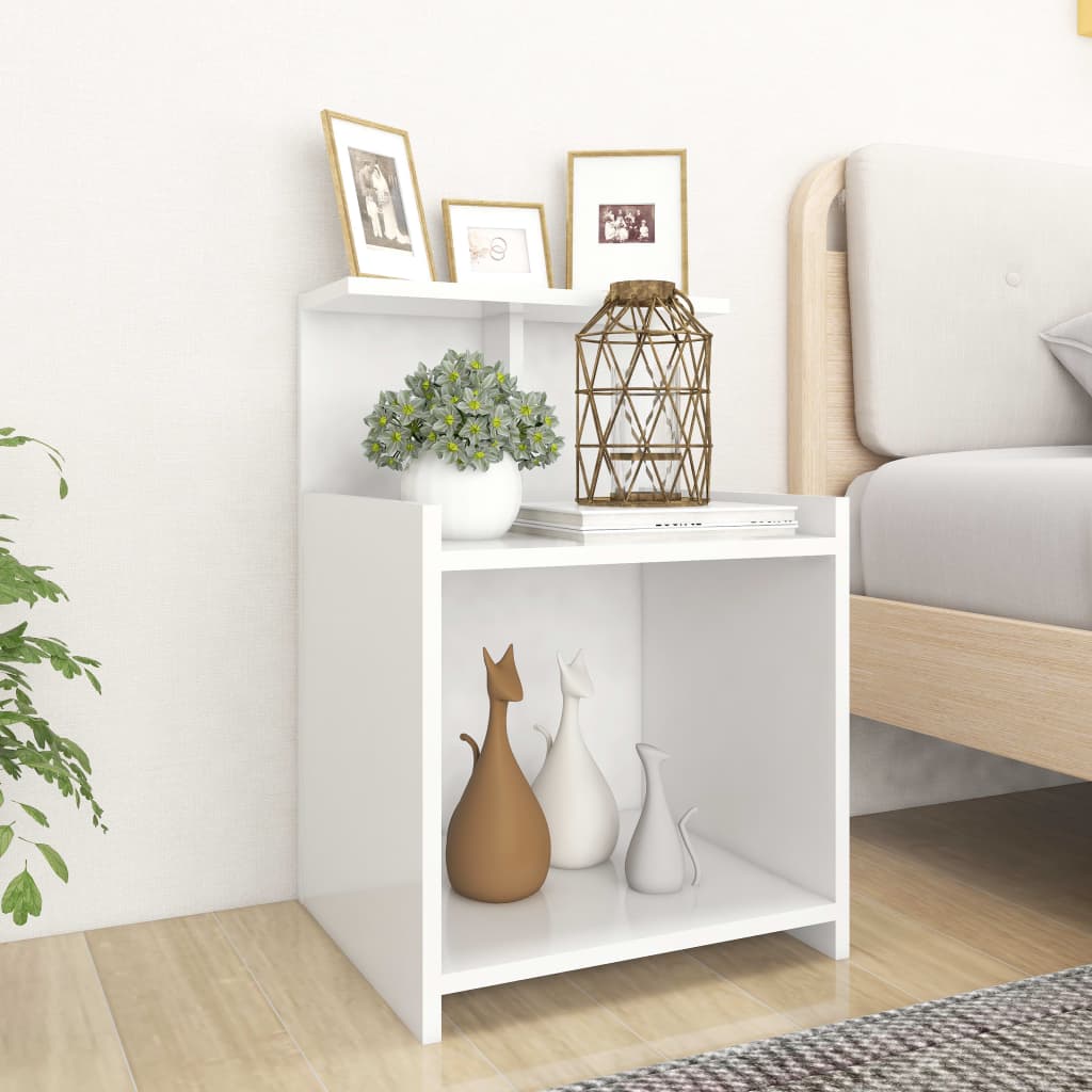Table de chevet blanc 40x35x60 cm bois d'ingénierie - XIOS