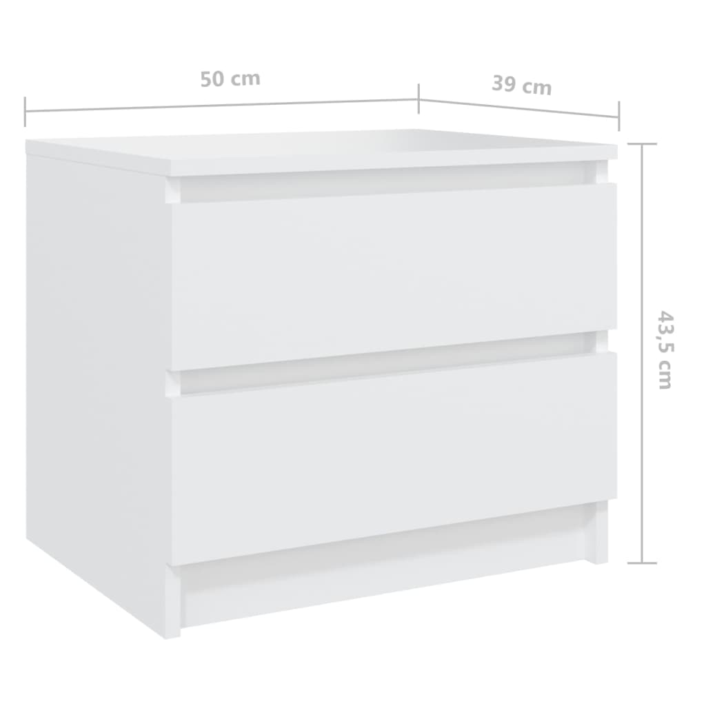 Table de chevet blanc 50x39x43,5 cm bois d'ingénierie - XIOS