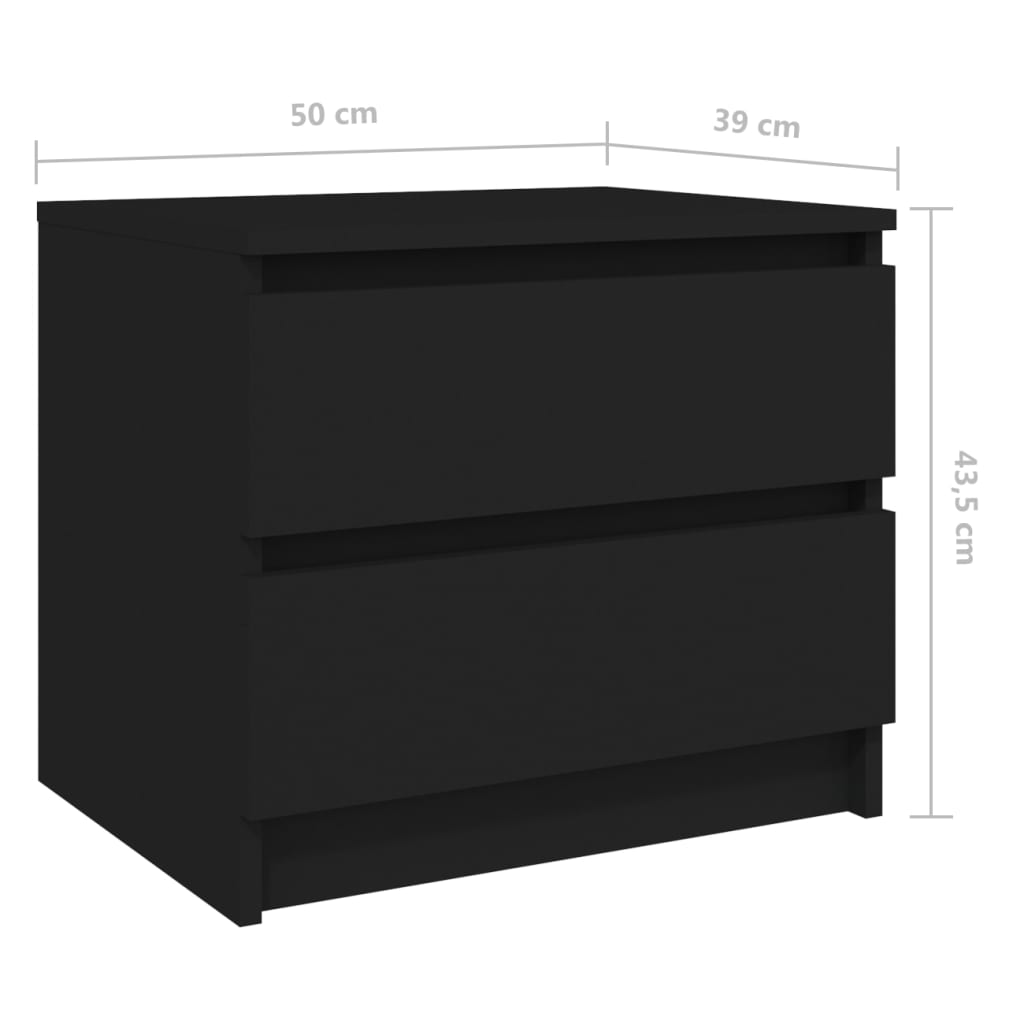 Tables de chevet 2 pcs noir 50x39x43,5 cm bois d'ingénierie - XIOS