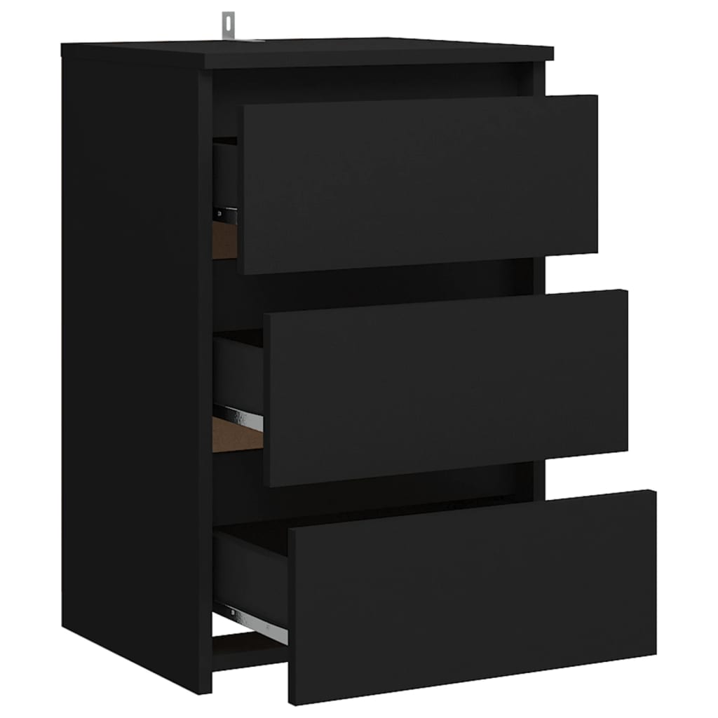 Table de chevet noir 40x35x62,5 cm bois d'ingénierie - XIOS