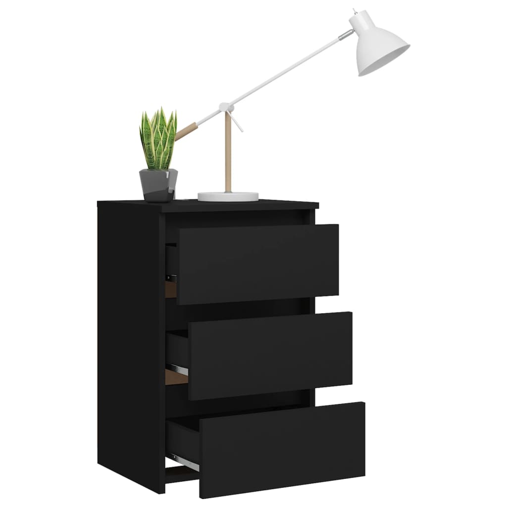 Table de chevet noir 40x35x62,5 cm bois d'ingénierie - XIOS