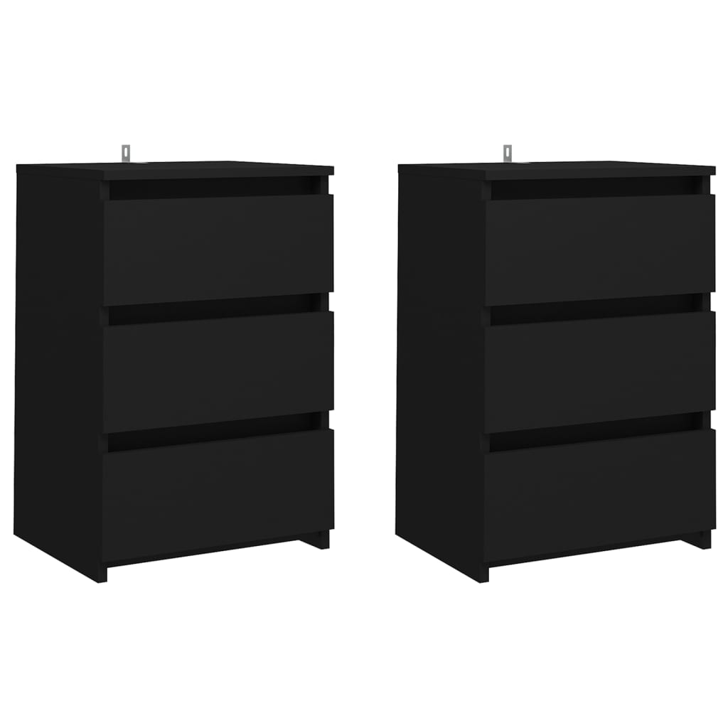 Tables de chevet 2 pcs Noir 40x35x62,5 cm Aggloméré Tables de chevet vidaXL   