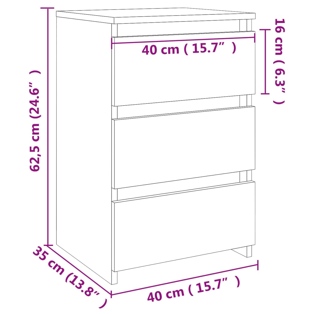 Table de chevet Chêne sonoma 40x35x62,5 cm bois d'ingénierie - XIOS