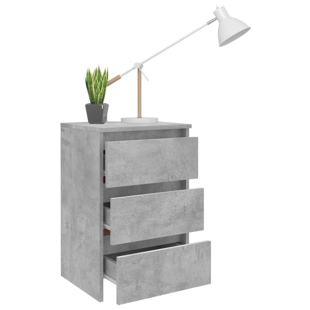 Table de chevet gris béton 40x35x62,5 cm bois d'ingénierie - XIOS